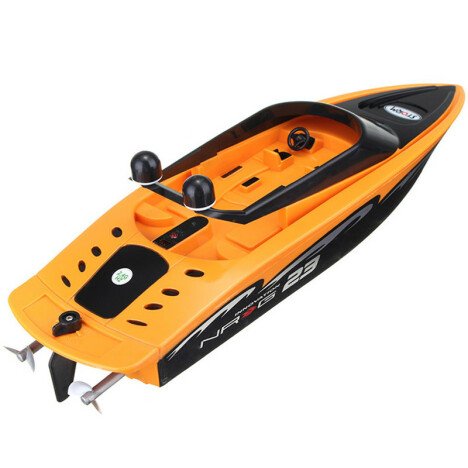 Barca cu telecomanda iUni RC Racing Boat Waterproof, Frecventa 2.4G, Portocaliu